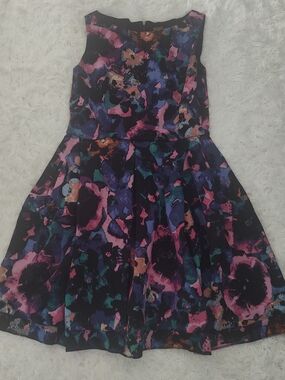 Taylor Sleeveless Floral Fit-and-Flare Dress - Black Multi